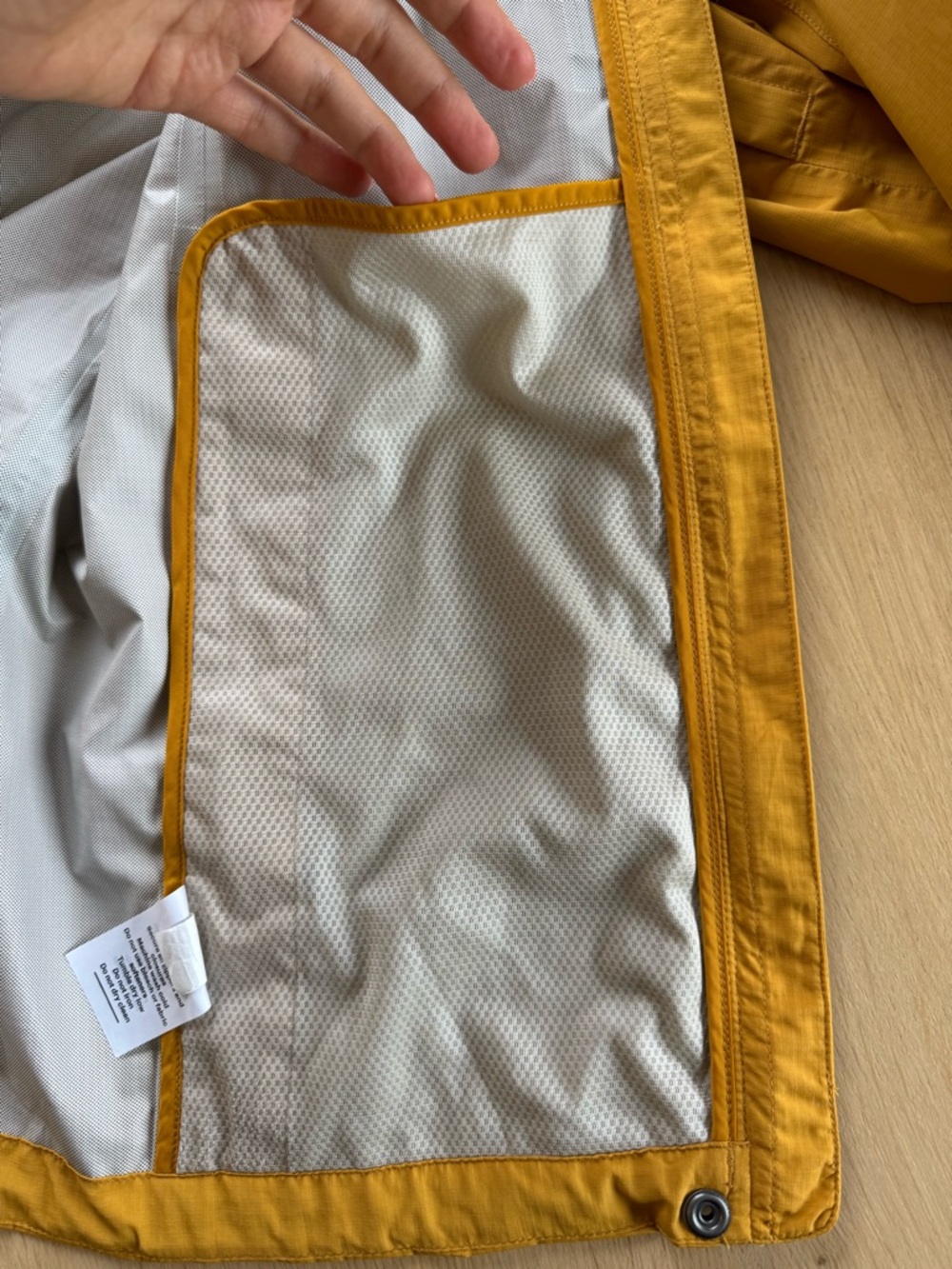 REI Women’s Mustard Yellow Hooded Rain Jacket - Picture 3 of 7